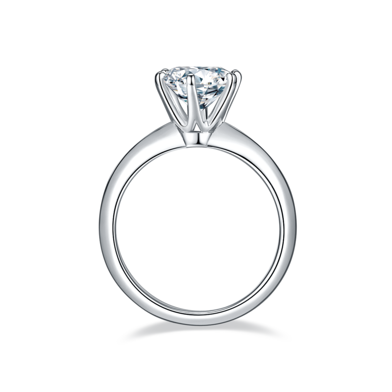 光臂T家六爪S925银镀白金MoissaniteWomen's Ring2.0ctD级